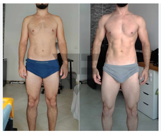 Client 4 athletic recomposition with lower body fat (before and after)